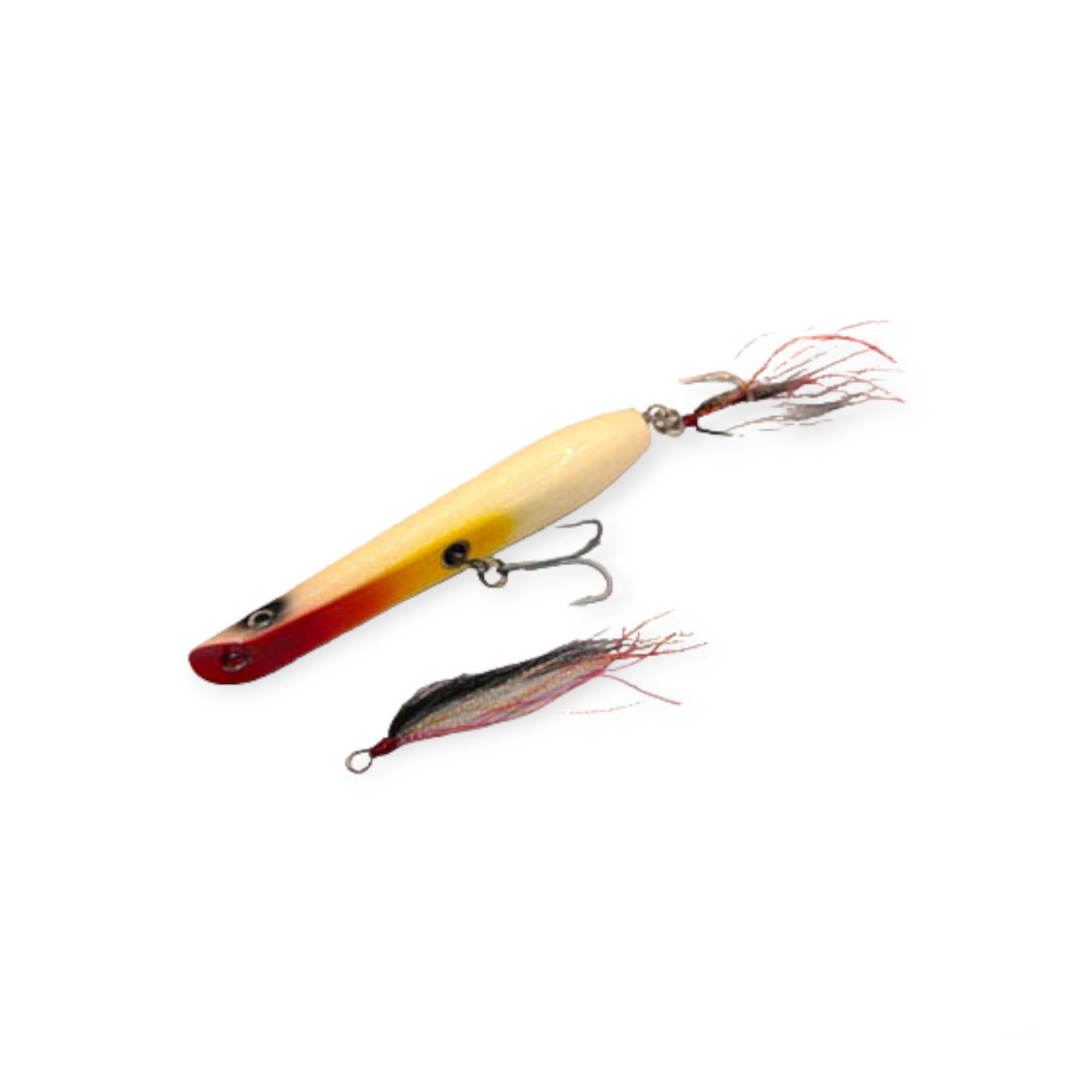 7.5" 4.5oz BPs Canal Pencil Popper Bone with extra Hookless flag