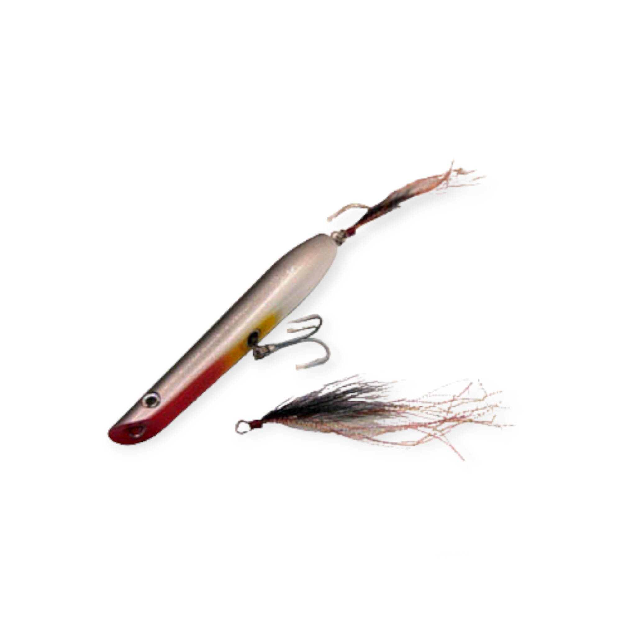 7.5" 4.5oz BPs Canal Pencil Popper Gray with extra Hookless Flag